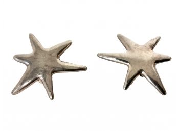 Sterling Varsano Vintage Modernist Puffy Star Earrings