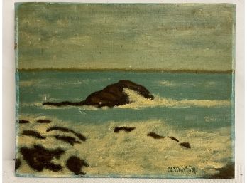 Folk Art Oil Painting Of The Sea Signed G. Martin