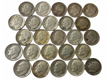 25 Pre 1965 Roosevelt  Silver Dimes