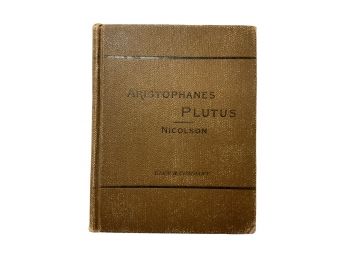 1896 Aristophanes Plutus Antique Book With Notes In Greek