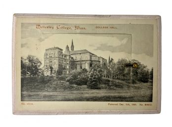 Wellesley College Novelty Postcard On Wooden Board