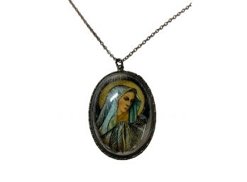 Hoffman Sterling And Butterfly Wing Virgin Mary Pendant