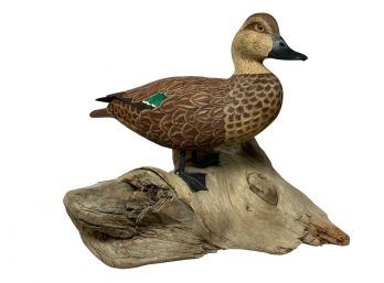 Hand Carved And Painted Standing Hen Decoy By David Faulkingham