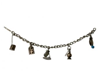 Coin Silver Vintage/Antique Charm Bracelet Turkish Theme