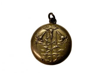 Antique Gold Plate Tiger Lily Locket