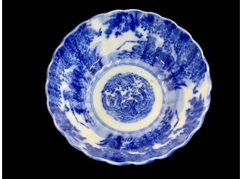 6 Inch Fishing Scene Blue And White Chinese Porcelain Bowl