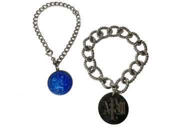 Two Sterling Chain Bracelets, St Christopher And Monogram