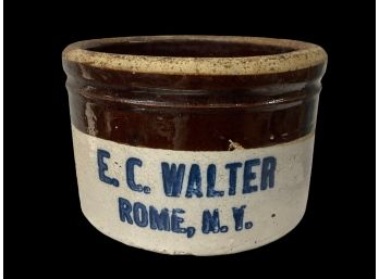 Antique Stoneware Butter Crock E.C. Walter Rome NY