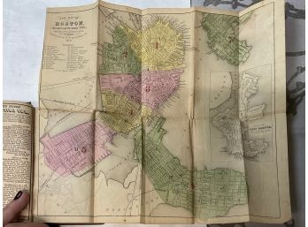 1852 Boston Almanac With Fold Out Map Of Boston