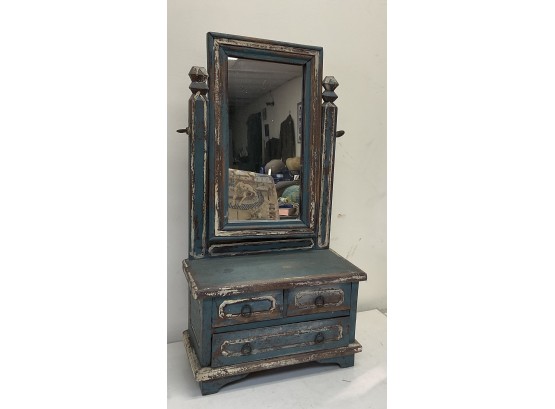 Miniature All-Wood Chest Of Drawers And With Mirror