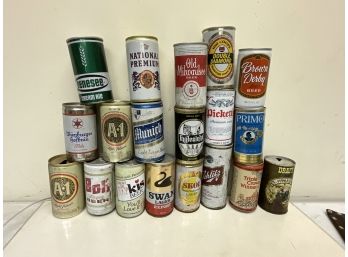 Lot Of Vintage Beer Cans Most Opened From Bottom