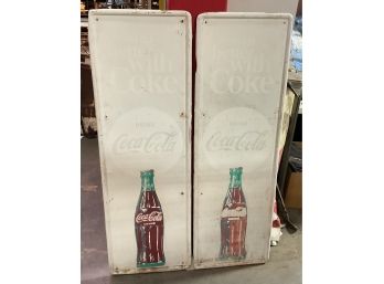 3 Vintage Sun-Faded Coke And Mail Pouch Metal Signs