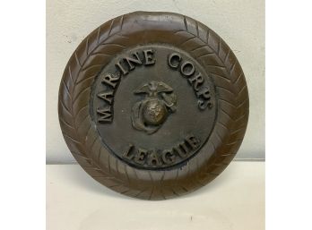 Antique Bronze Marine Corps League Memorial Marker By Mills Mfg Co. Muskegon Michigan