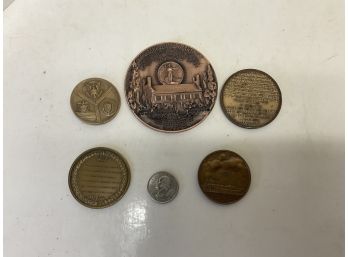 5- Vintage Bronze Historic Medallions Group - C