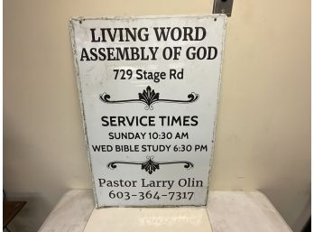 Metal 2 Sided Sign Living Word Assembly Of God Church