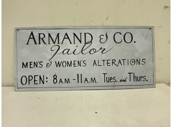 Vintage/Antique Armand & Co.Tailor Steel Sign