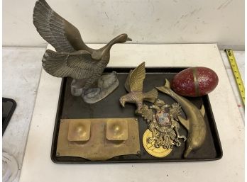 Tray Lot Of Antique Brass  Littles Smalls Art Nouveau Inkwell Etc Lot C