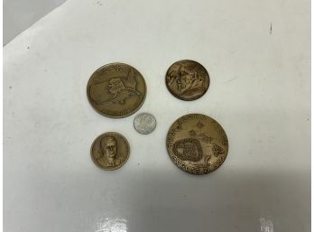 4- Vintage Bronze Historic Medallions Group - D