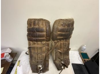 Antique / Vintage Leather CCM Goalie Pads Lot #A