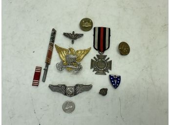 Box Of Vintage Military Pins