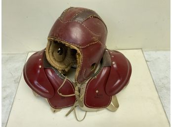Vintage Football Helmet And Shoulder Pads