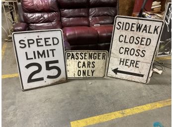 3 Vintage Road Signs Speed Limit 25 Sidewalk Sign Etc