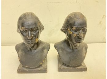 Pair Of Antique Steel Or Iron Young George Washington Bookends
