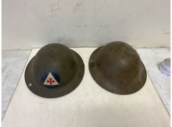 2 WWI Era Doughboy  Brodie Helmets Iron Cross Etc