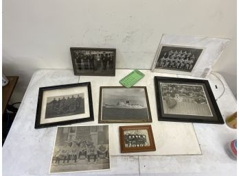7 Antique/vintage Photographs, Baseball, Military, Police Etc