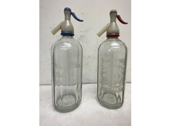 2 Antqiue Soda Water Seltzer Bottles W Bakelite Spritzers