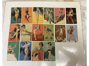 Lot Of 16 Vintage Earl Moran Pin-Up Girls Mutoscope Cards