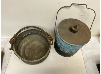 Copper Pail And Copper Oil Can
