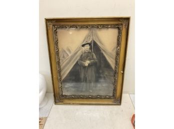Antique Soldier In Beautiful Gold Gilt Frame