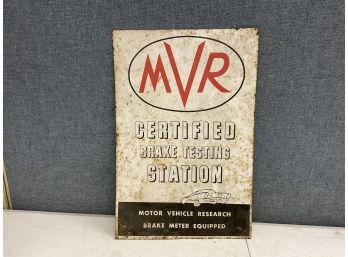 MVR Vintage Automobile Brake Testing Metal Sign