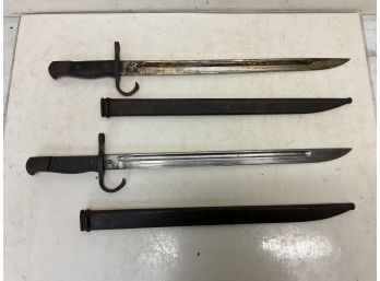 2 WWII Japanese Bayonets With Metal Sheaths Lot D