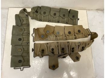 WWI And WWII Canvas Ammunition Ammo Belts
