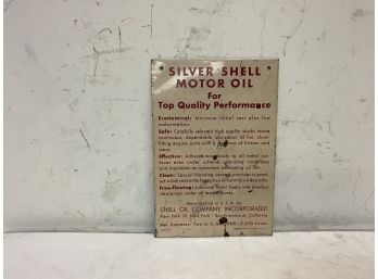 Silver Shell Antique Tin Tacker Sign
