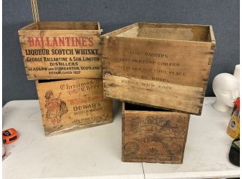 4 Antique Advertising Crates Dewars Pure Leaf Lard Etc