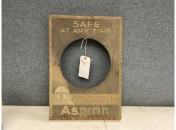 Rare Antique Bayer Aspirin Marquee Clock Holder Sign Frame