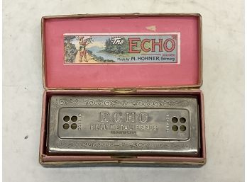 Vintage Working Honer Echo Harp Harmonica In Original Box