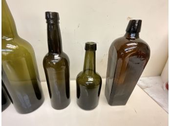 5 Antique Bottles Olive Greens To Root Beer Brown Johan Hoff Etc