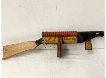 Antique 1930s Key Wind G-Man Gun Marx Wood And Metal