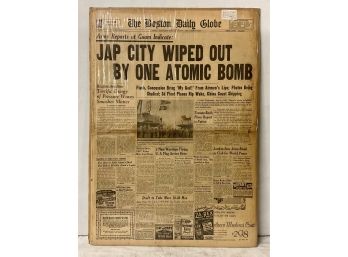 WWII Atomic Bomb Hiroshima Newspaper Boston Daily Globe