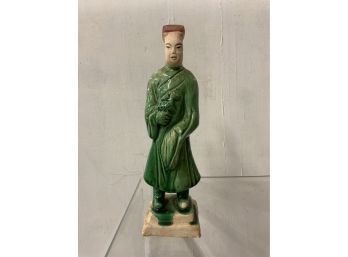 Chinese Antique Ming Dynasty Temple Figure Holding Sheep Or Goat