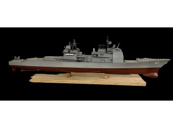 52 Bunker Hill WWII Navy Ship Vintage 27' Long, Vintage Scratch-built Wooden Model