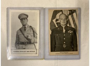 Vintage General Eisenhower And General MacArthur WWII Postcards NWOB