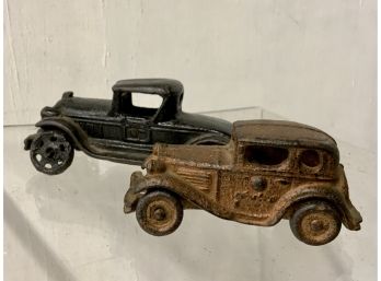 Two Antique Cast Iron Toy Cars