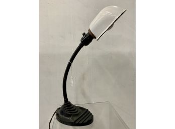 Antique Art Deco Desk Lamp With Enamel Shade
