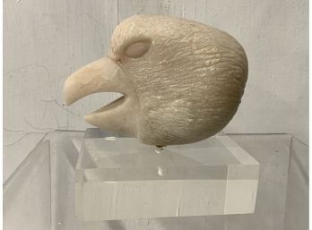 Carved Stone Eagle Head On Lucite Base