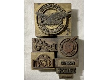Lot Of Vintage/antique Brass Letterpress Advertising Print Block Stamps